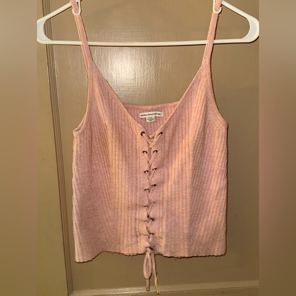 American Eagle Sweater Knit Tank Top//Lace up Front//WOMENS//small//bottom ties